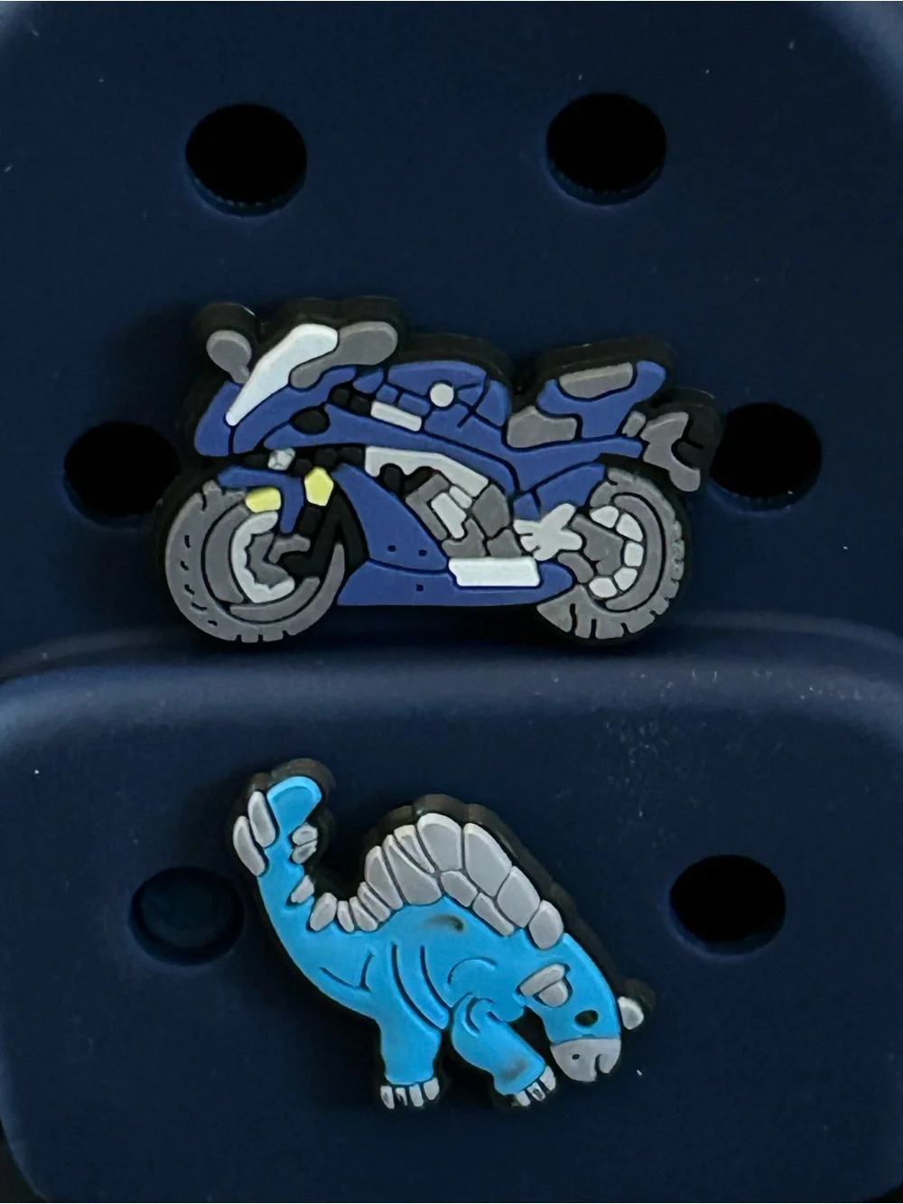 Kids Navy Blue Mini Backpack Keychain Bag Charm w/Motorcycle & Dragon Charms